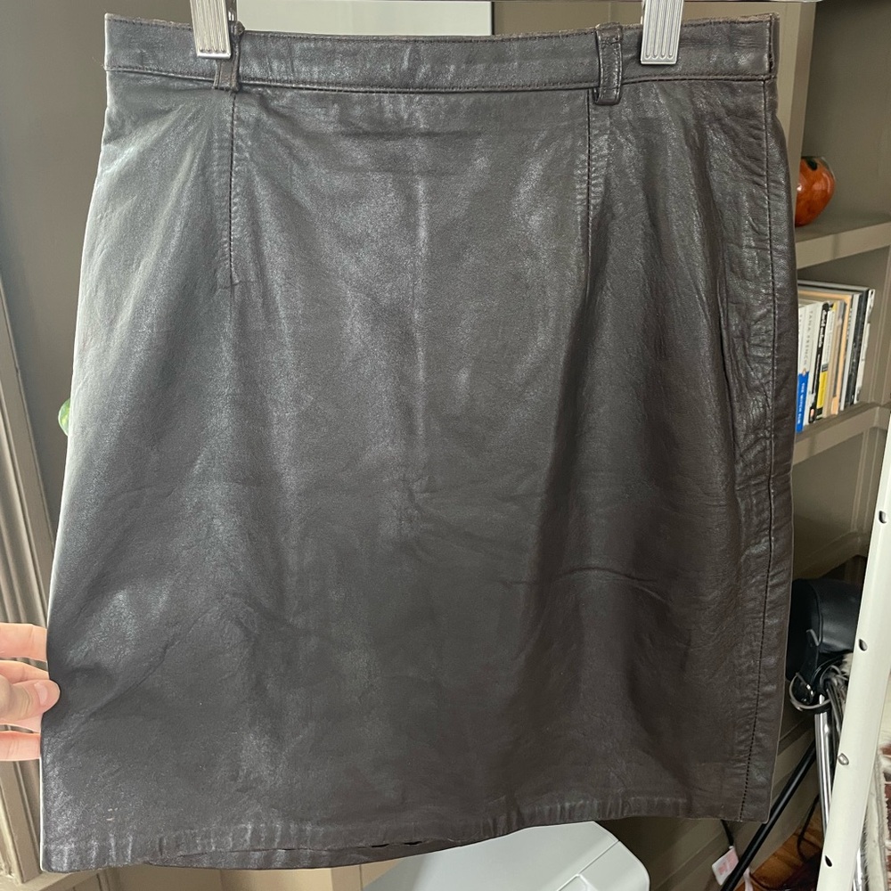 Vintage Ann Taylor Brown Leather Skirt